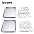 Lecoule Toaster Oven Pan with Rack Set Stainless Steel baking pan with Cooling Rack Healthy & Heavy Duty, Easy Clean